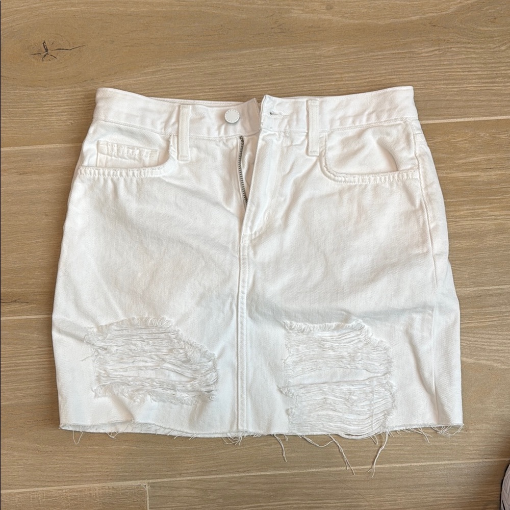 L’AGENCE Distressed Denim Skirt